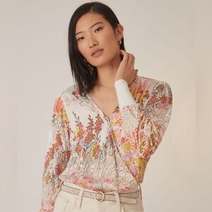 Floral surplice blouse from Anthropologie (S) NWT